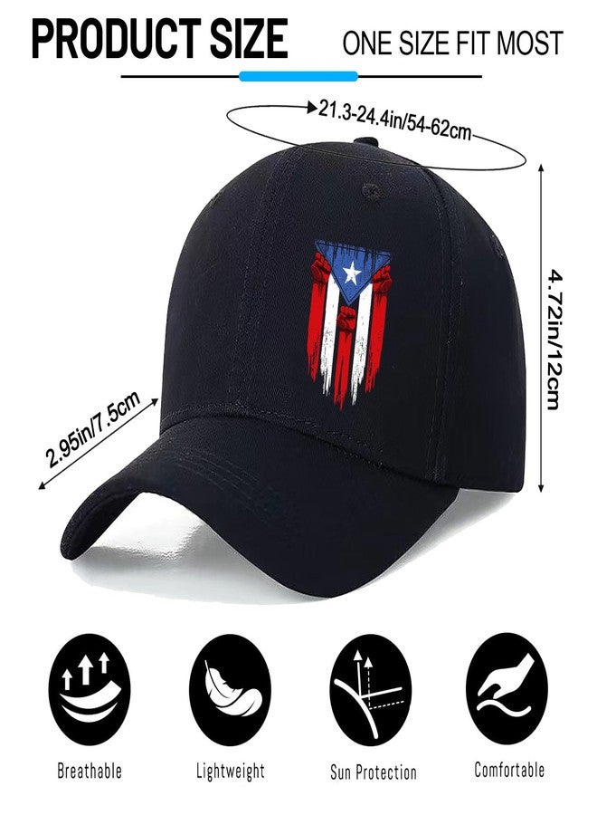 viofre Baseball Cap for Men Puerto Rico Flag Hats for Men Cotton Black Baseball Hat for Mens Snapback Hats Trucker Dad Hat Snap Back Flat Bill Men's Caps for Golf Running Patriotic Accessories Gifts - Image 2